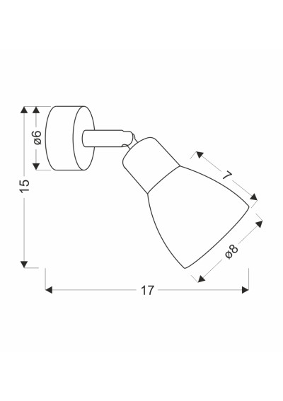 Lampa ścienna Costa 1xE14 czarny 17 cm - wymiary produktu