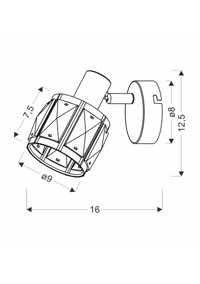 Lampa ścienna E14 1xE14 czarny 16 cm - wymiary produktu
