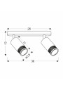 Lampa sufitowa Gu10 2xGU10 czarno złoty 36 cm - wymiary produktu