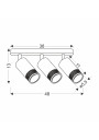 Lampa sufitowa Gu10 3xGU10 czarno złoty 48 cm - wymiary produktu