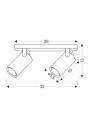 Lampa sufitowa Gu10 2xGU10 czarny 32 cm - wymiary produktu