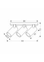 Gu10 ceiling light 3xGU10 black 44 cm - product dimensions
