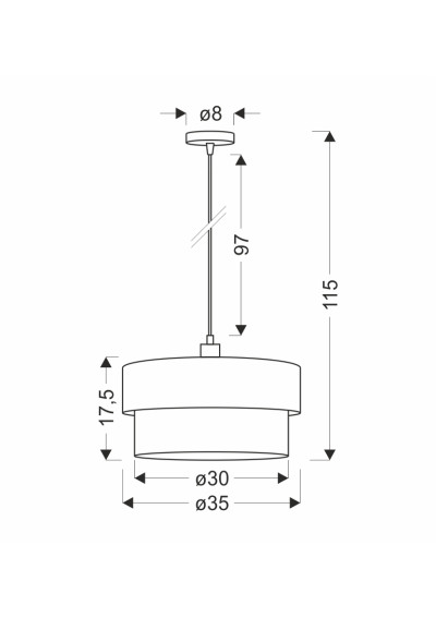 E27 pendant light 1xE27 black 35 cm - product dimensions