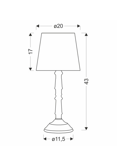 Cardinale table lamp 1xE27 grey 20 cm - product dimensions