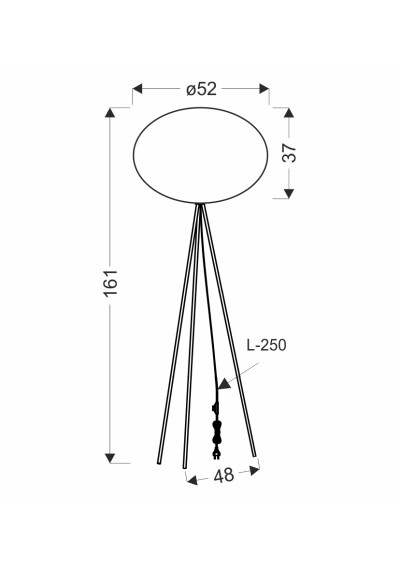 Mellow floor lamp 1xE27 black 161 cm - product dimensions