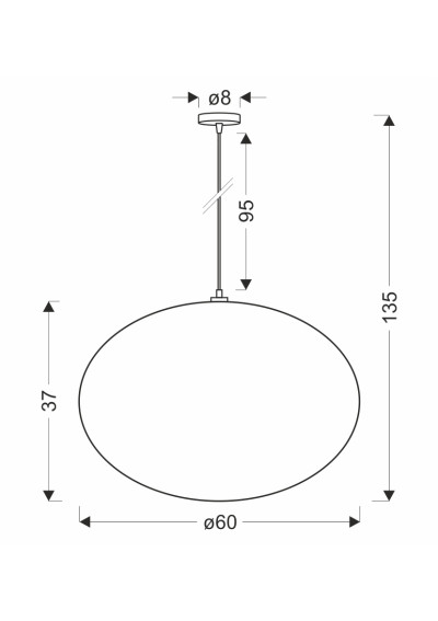 Lampa wisząca Mellow 1xE27 czarny 60 cm - wymiary produktu
