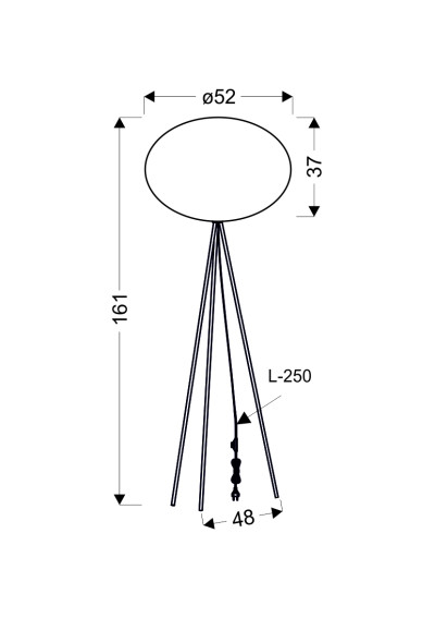 Lampa podłogowa Mellow 1xE27 biały 161 cm - wymiary produktu