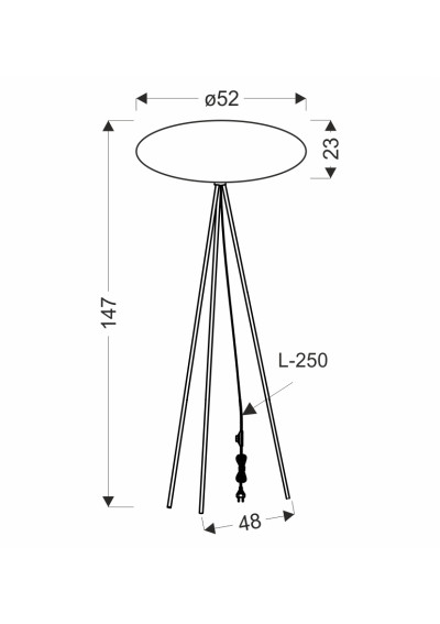 Cafee floor lamp 1xE27 white 147 cm - product dimensions