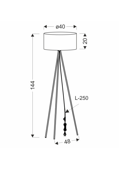 Shanti floor lamp 1xE27 black 144 cm - product dimensions