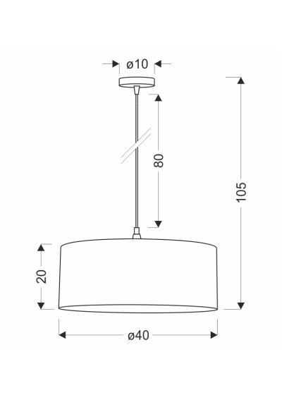 Shanti pendant light 1xE27 black 40 cm - product dimensions