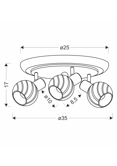 Lampa sufitowa Grano 3xE14 brązowy 35 cm - wymiary produktu
