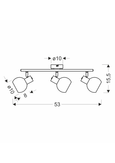Novo ceiling light 3xE14 silver 53 cm - product dimensions