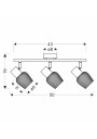 Mitura ceiling light 3xE14 black 50 cm - product dimensions