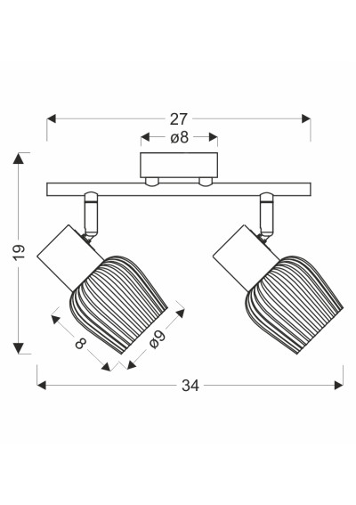 Mitura ceiling light 2xE14 black 34 cm - product dimensions