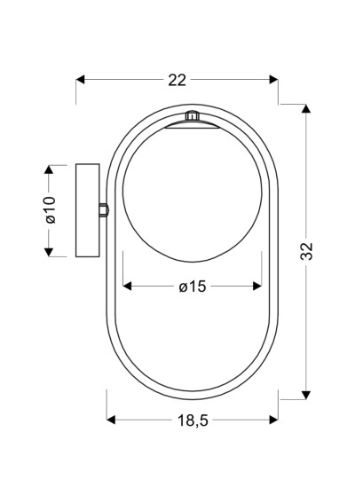 Lampa ścienna G9 G9 złoty 22 cm - wymiary produktu