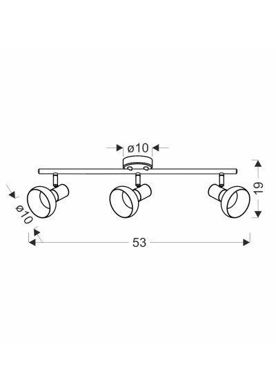 Puerto ceiling light 3xE14 brown 53 cm - product dimensions