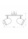 Lampa sufitowa Azuro 2xE27 szary mat 38 cm - wymiary produktu