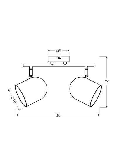 Lampa sufitowa Azuro 2xE27 szary mat 38 cm - wymiary produktu