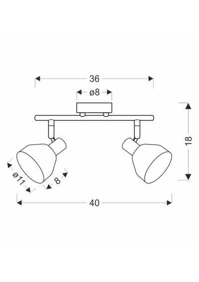 Lampa sufitowa Grazia 2xE14 srebrny 40 cm - wymiary produktu