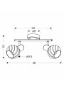 Lampa sufitowa Grano 2xE14 brązowy 36 cm - wymiary produktu