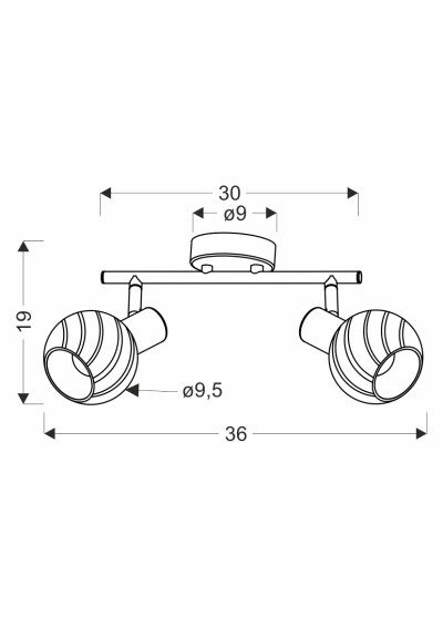 Grano ceiling light 2xE14 brown 36 cm - product dimensions