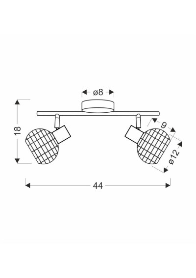 E14 ceiling light 2xE14 black 44 cm - product dimensions