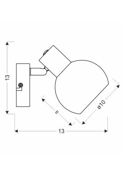 Novo wall light 1xE14 silver 13 cm - product dimensions