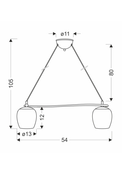 E27 pendant light 2xE27 patynowy / white 54 cm - product dimensions
