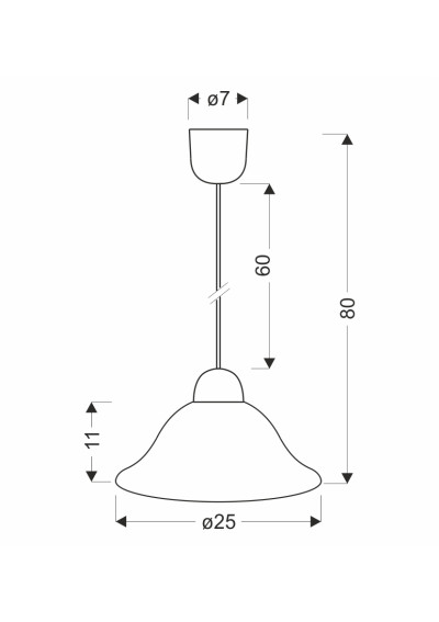 Lampa wisząca Lenis 1xE27 biały 25 cm - wymiary produktu