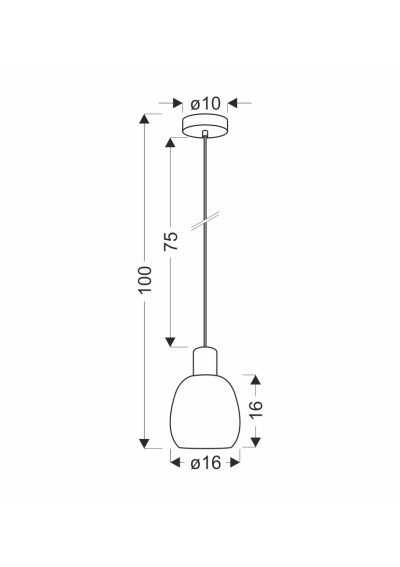 Gu10 pendant light GU10 grey 16 cm - product dimensions