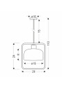 E27 pendant light 1xE27 black / white 20 cm - product dimensions