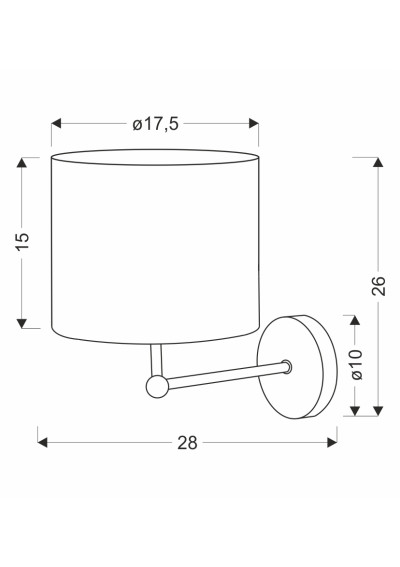 Lampa ścienna Topi 1xE27 czarny + kremowy 28 cm - wymiary produktu