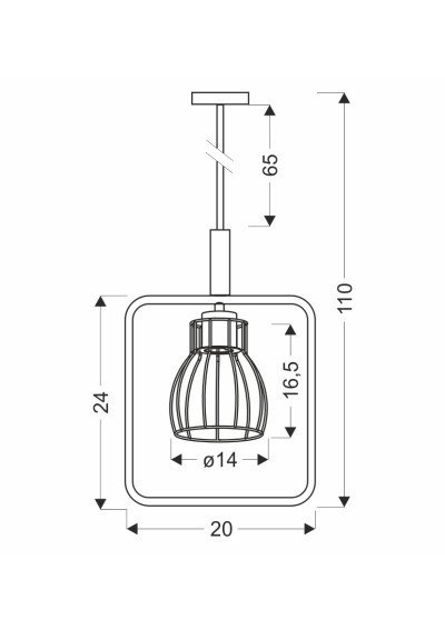 E27 pendant light 1xE27 black 20 cm - product dimensions
