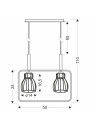 Lampa wisząca E27 2xE27 czarny 50 cm - wymiary produktu