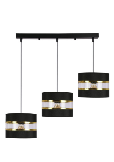 Lampa wisząca Pandy 3xE27 czarny + złoty 75 cm