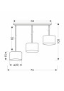 Lampa wisząca Pandy 3xE27 czarny + złoty 75 cm - wymiary produktu