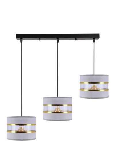Lampa wisząca Pandy 3xE27 czarny, szary + złoty 75 cm
