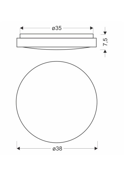 Lampa sufitowa 3000/4000/6000K 24 W LED 3000 K biały 38 cm - wymiary produktu