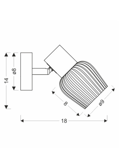 Mitura wall light 1xE14 black 18 cm - product dimensions