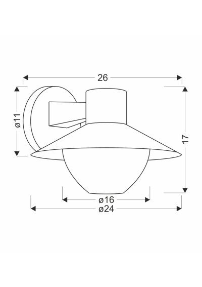 Kinkiet zewnętrzny E27 1xE27 czarny 27 cm - wymiary produktu
