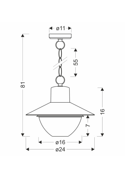 E27 pendant light 1xE27 black 24 cm - product dimensions