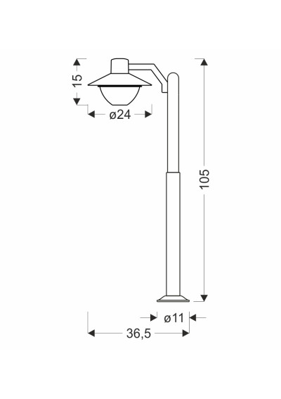 Lampa ogrodowa stojąca E27 1xE27 czarny 105 cm - wymiary produktu