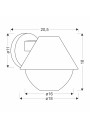 Kinkiet zewnętrzny E27 1xE27 czarny 20,5 cm - wymiary produktu