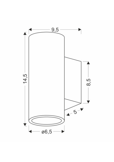 Kinkiet zewnętrzny Gu10 2xGU10 czarny 10 cm - wymiary produktu