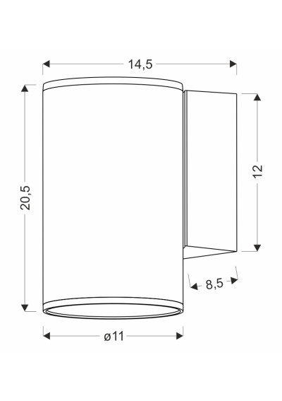 E27 outdoor wall light 1xE27 black 14,5 cm - product dimensions
