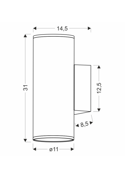 E27 outdoor wall light 2xE27 black 14,5 cm - product dimensions