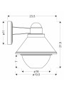 E27 outdoor wall light 1xE27 black 23,5 cm - product dimensions
