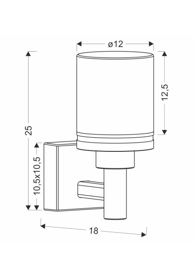 Kinkiet zewnętrzny Ip65 12 W LED 3000 K czarny 18 cm - wymiary produktu