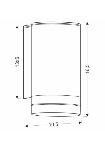 Gu10 outdoor wall light 1xGU10 black 10,5 cm - product dimensions