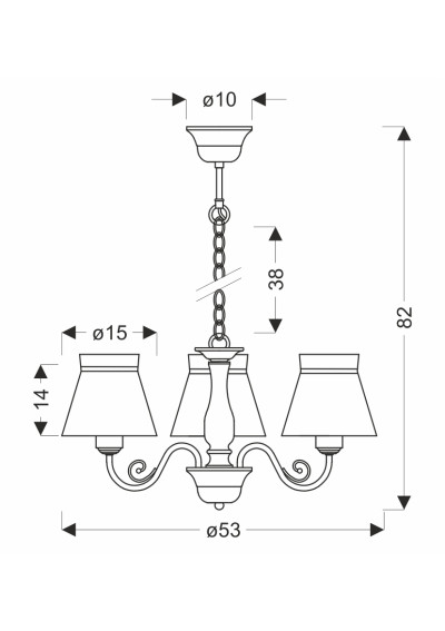 Rossini pendant light 3xE27 white 53 cm - product dimensions